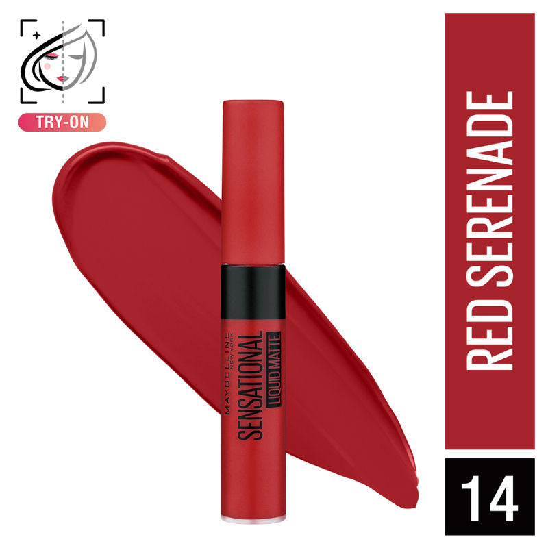 Maybelline New York Sensational Liquid Matte Lipstick, Long-lasting - 03 Flush It Red