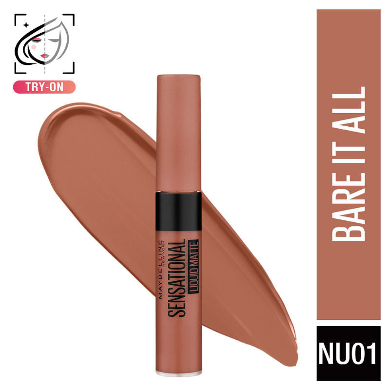 Maybelline New York Sensational Liquid Matte Lipstick, Long-lasting - 03 Flush It Red