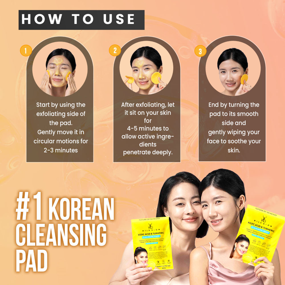WILDGLOW Turmeric & Kojic Acid Face Cleansing Pads
