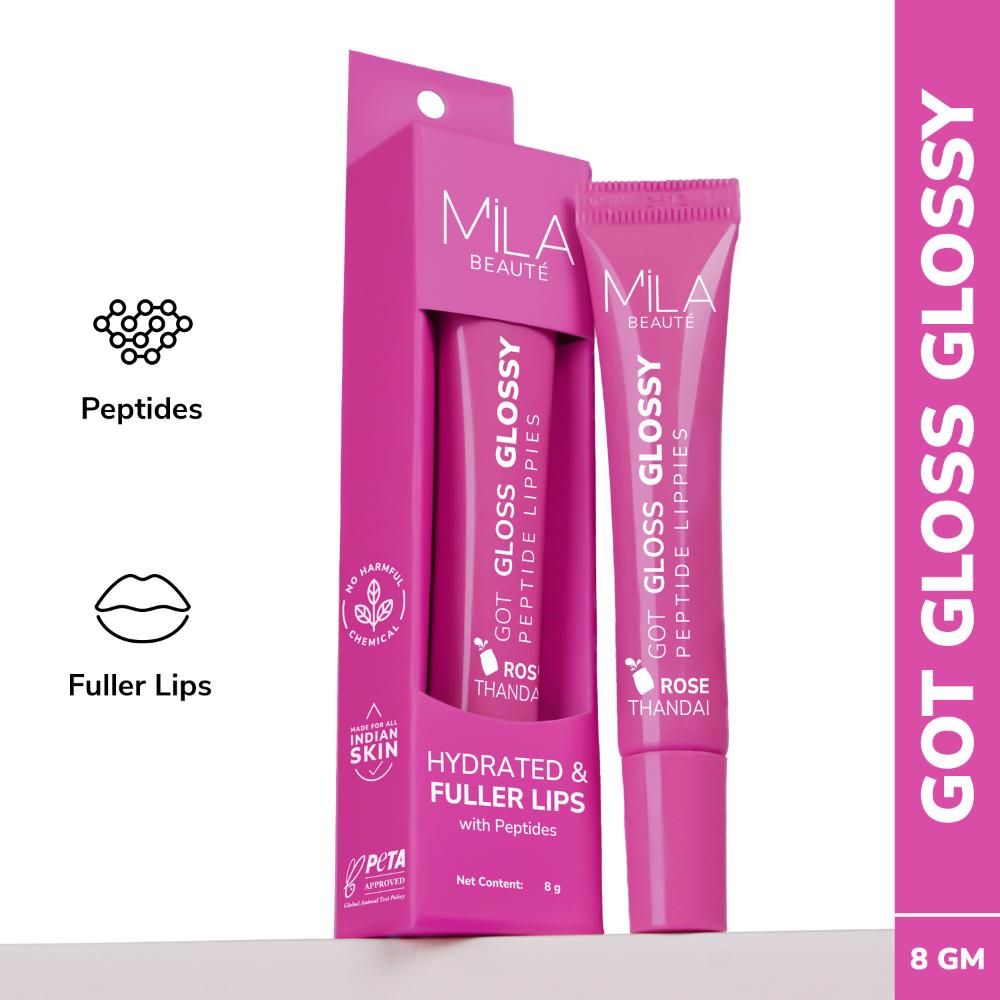 Mila Beauté Peptide Lip Gloss Balm With SPF & Hyaluronic Acid Plump & Fuller Lips