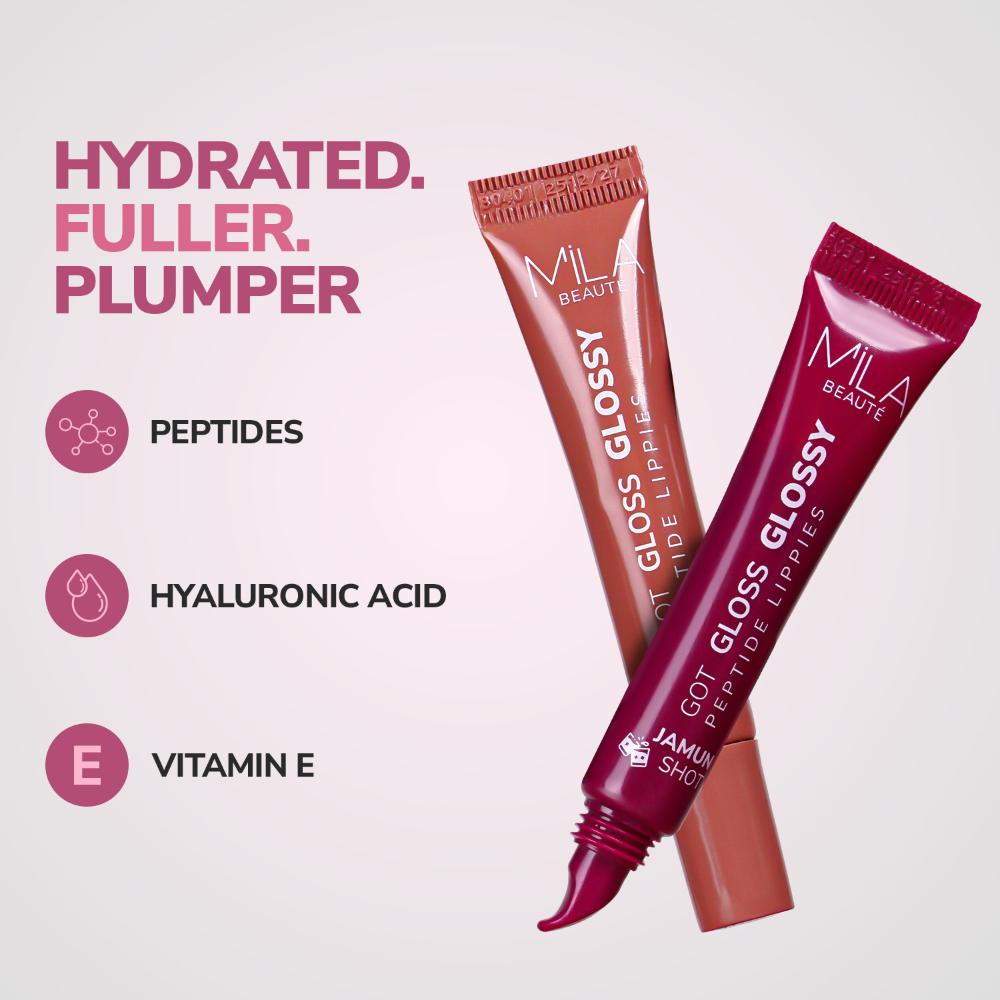 Mila Beauté Peptide Lip Gloss Balm With SPF & Hyaluronic Acid Plump & Fuller Lips