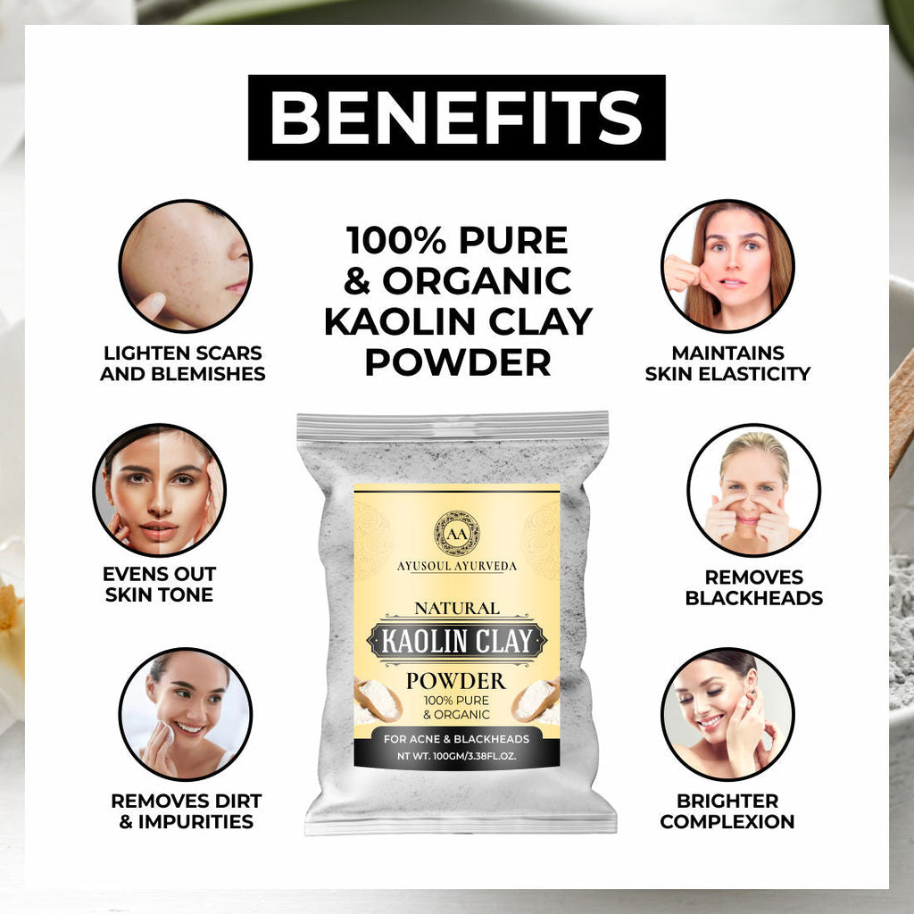 Ayusoul Ayurveda 100% Pure White Kaolin Clay Powder