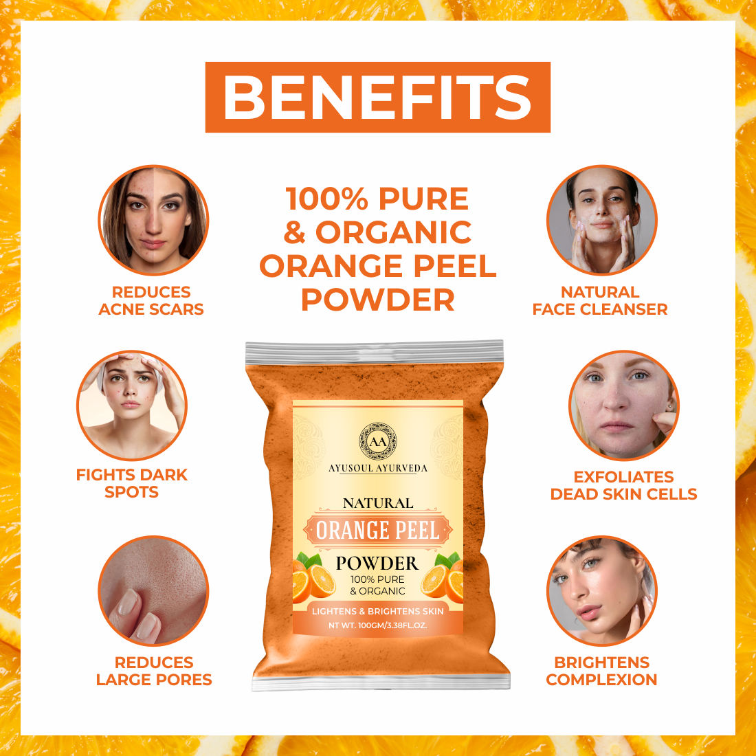 Ayusoul Ayurveda 100% Pure Natural & Organic Orange Peel Powder