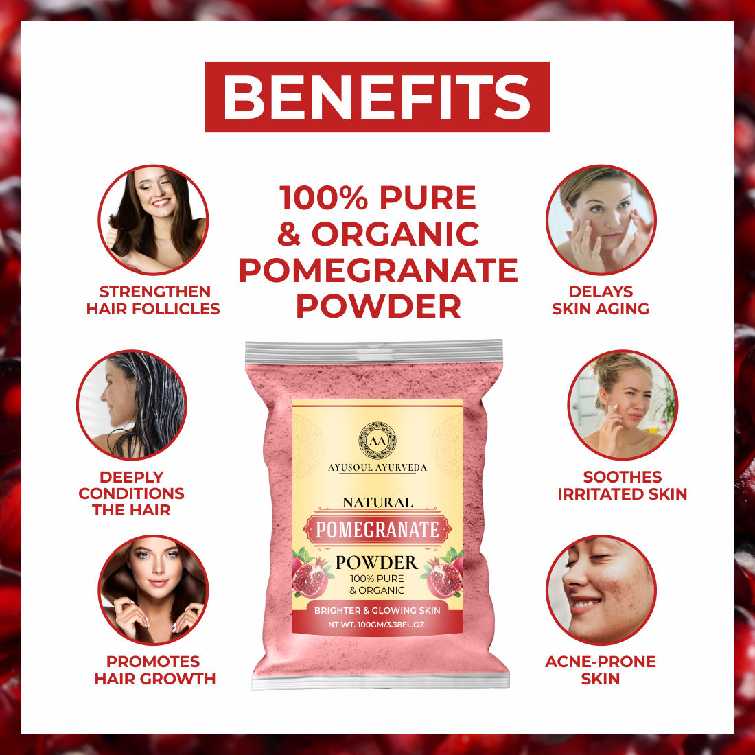 Ayusoul Ayurveda 100% Pure Natural & Organic Pomegranate Powder