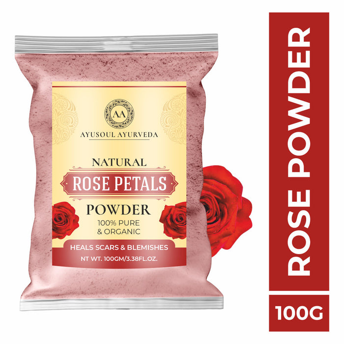 Ayusoul Ayurveda 100% Pure Natural & Organic Rose Petals Face Pack Powder