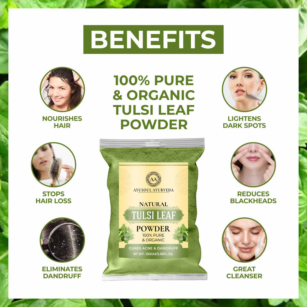 Ayusoul Ayurveda 100% Pure Natural & Organic Tulsi (Basil) Leaf Powder