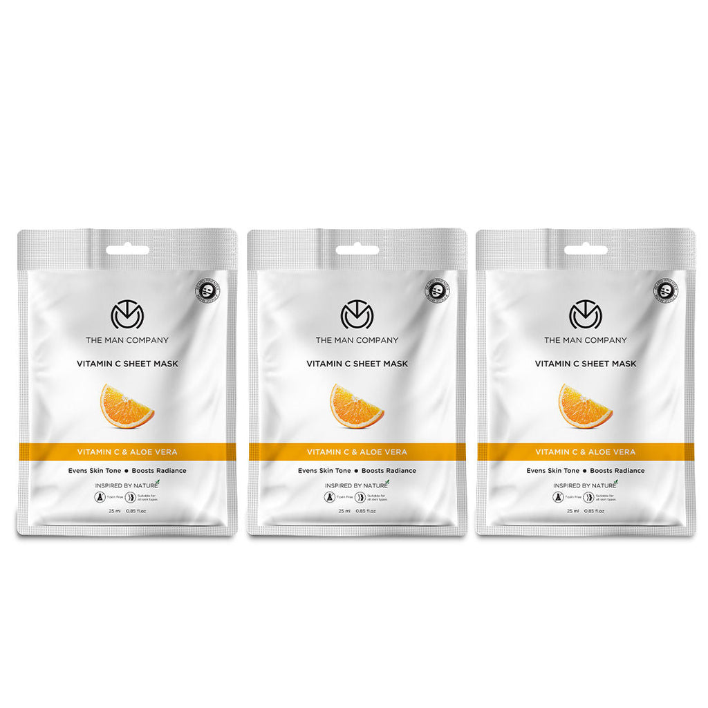 The Man Company Vitamin C Sheet Mask With Hyaluronic Acid & Lemon