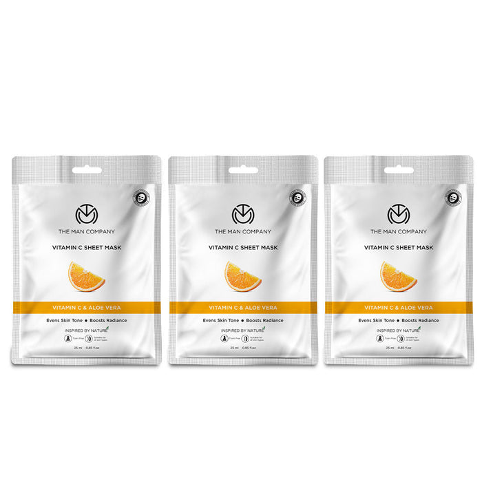 The Man Company Vitamin C Sheet Mask With Hyaluronic Acid & Lemon