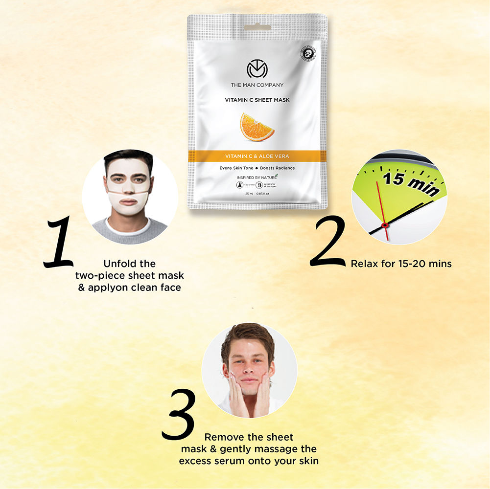 The Man Company Vitamin C Sheet Mask With Hyaluronic Acid & Lemon