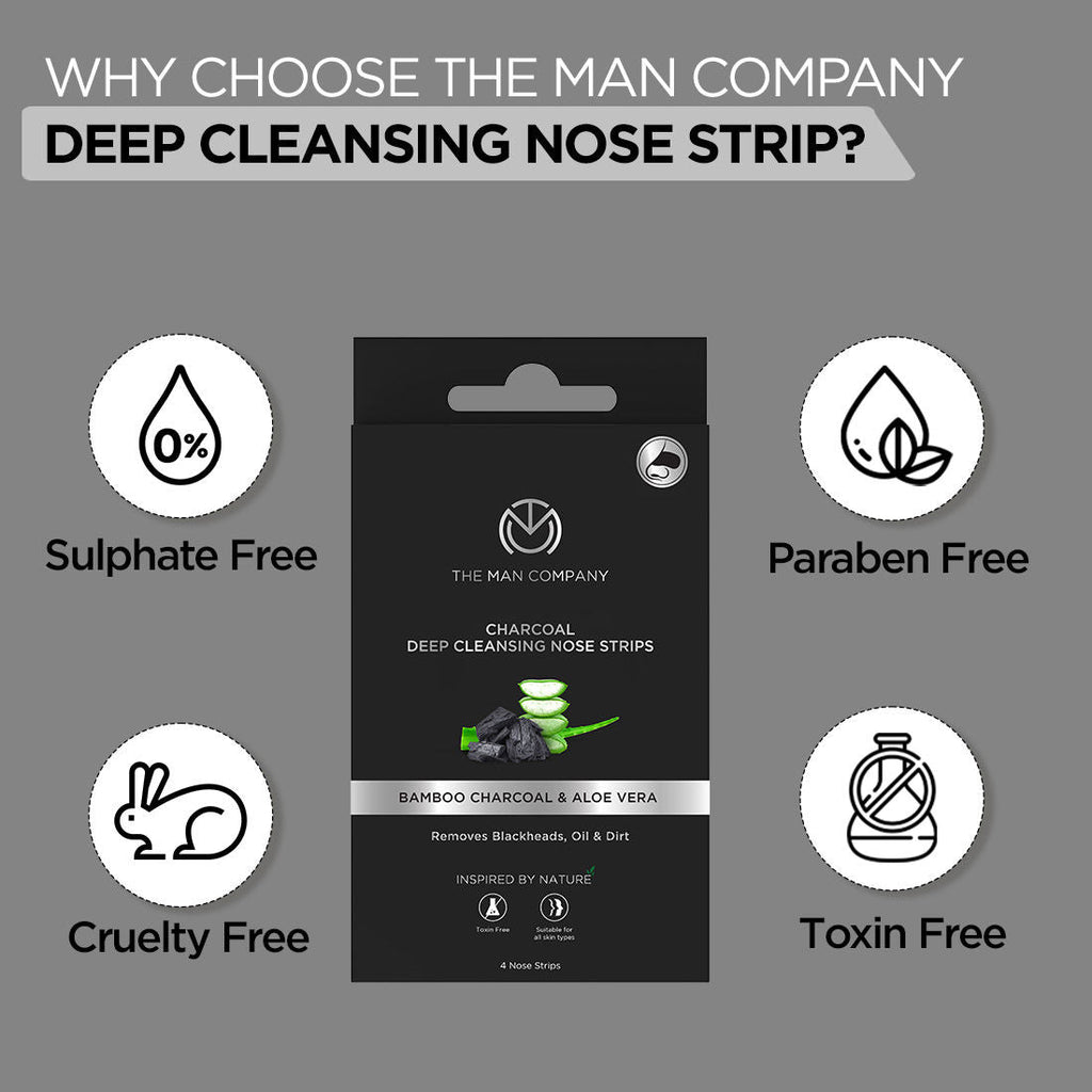 The Man Company Charcoal Nose Strips For Whitehead & Blackhead Removal