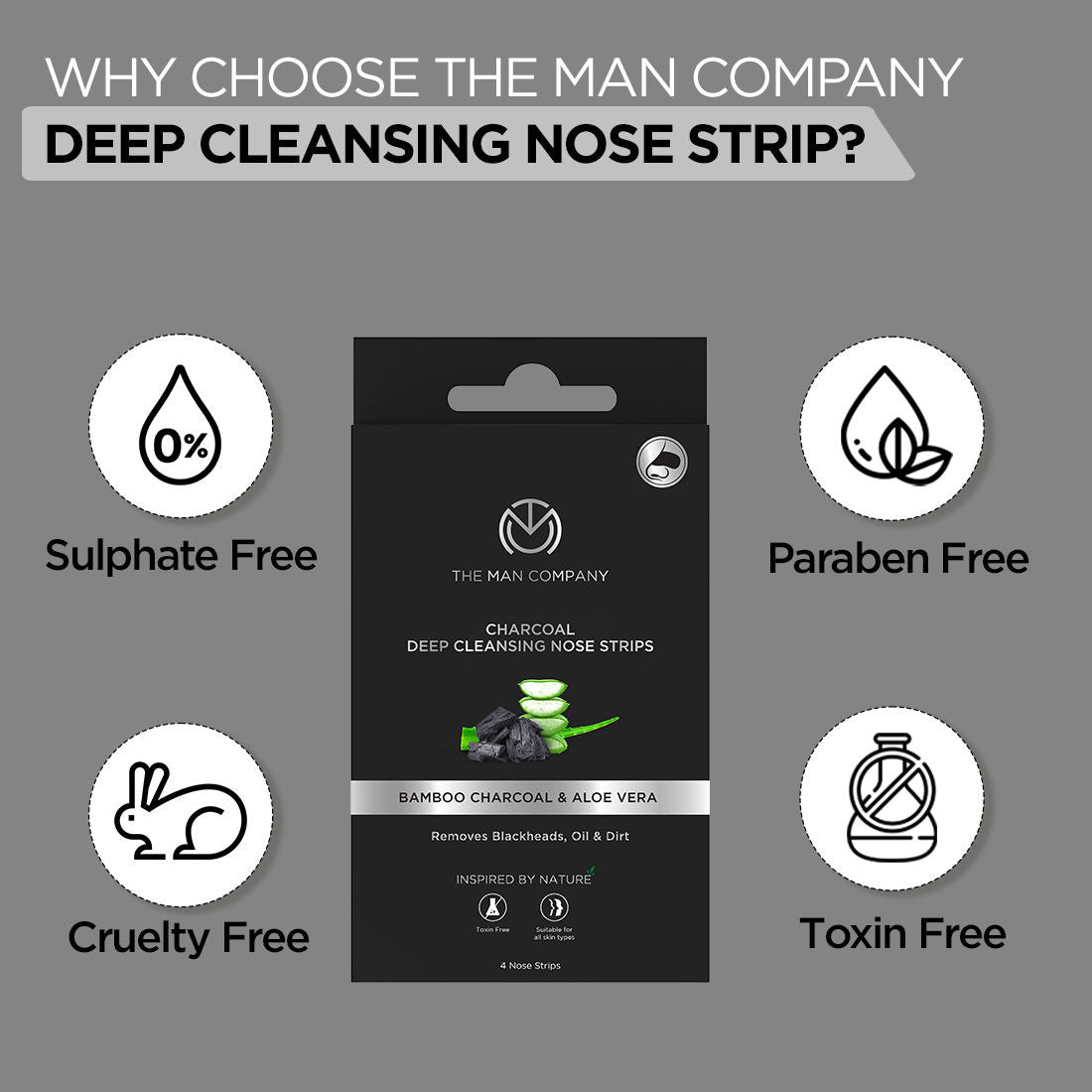 The Man Company Charcoal Nose Strips For Whitehead & Blackhead Removal