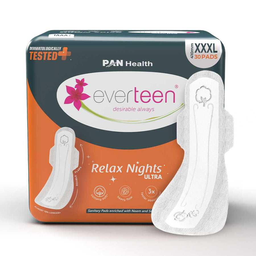 Everteen XXXL Relax Nights Ultra-Thin Overnight Sanitary Pads For Heavy Flow