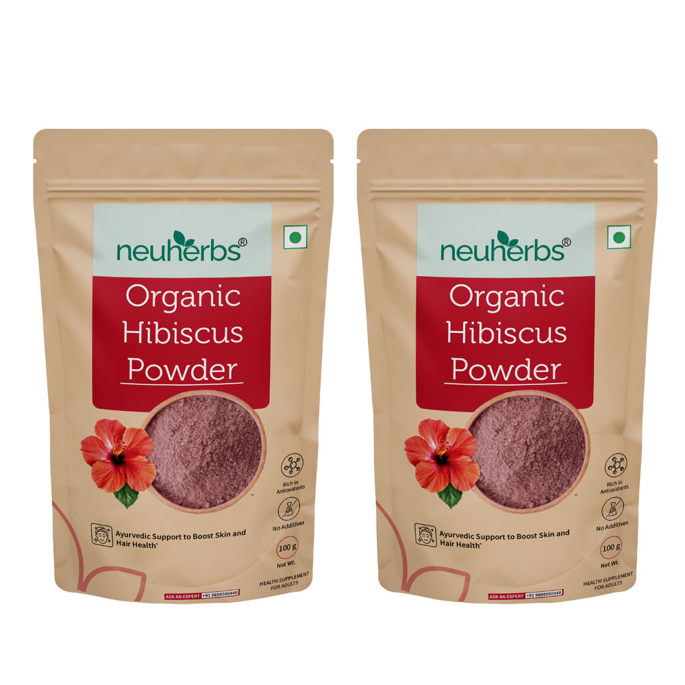 Neuherbs Organic Hibiscus Powder to Boost Skin and Hair Health with Vitamin C and No Added Colour