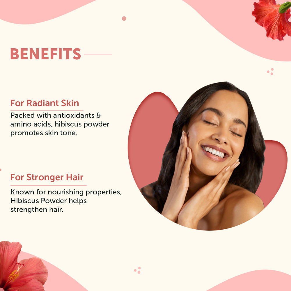 Neuherbs Organic Hibiscus Powder to Boost Skin and Hair Health with Vitamin C and No Added Colour