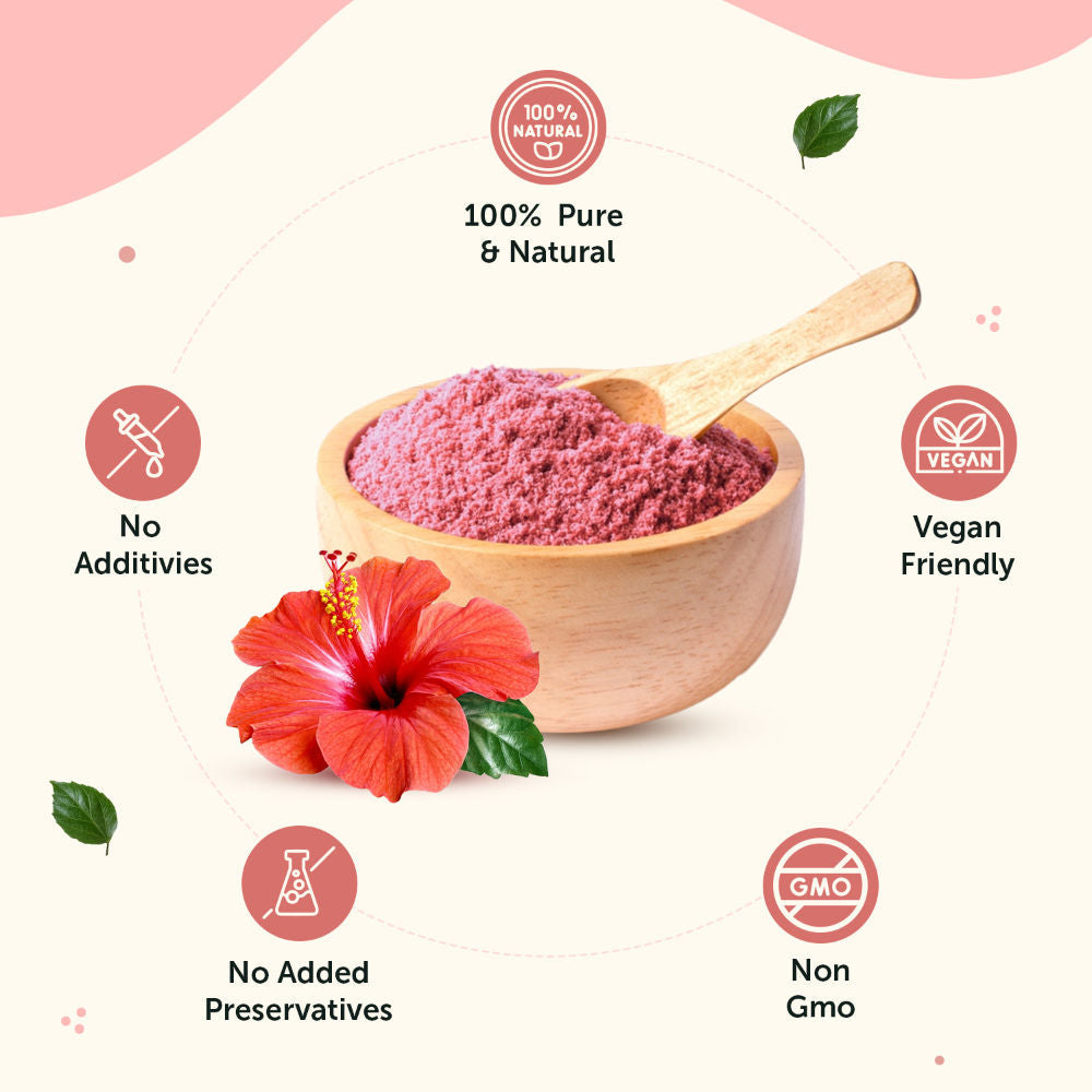 Neuherbs Organic Hibiscus Powder to Boost Skin and Hair Health with Vitamin C and No Added Colour