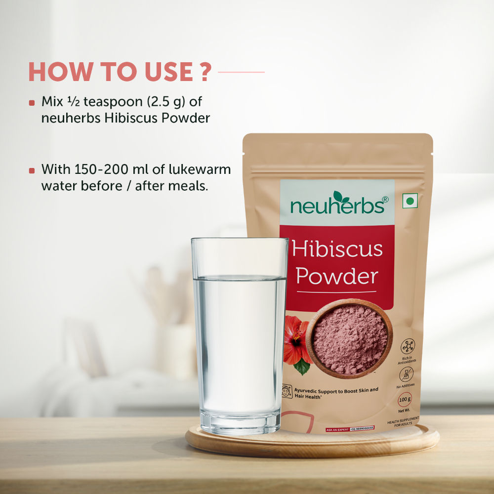 Neuherbs Organic Hibiscus Powder to Boost Skin and Hair Health with Vitamin C and No Added Colour