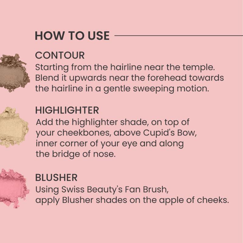 Swiss Beauty Cheek-A-Boo 3 In One Blushe Contour And Highlighter
