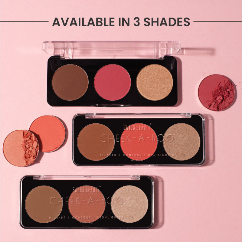 Swiss Beauty Cheek-A-Boo 3 In One Blushe Contour And Highlighter