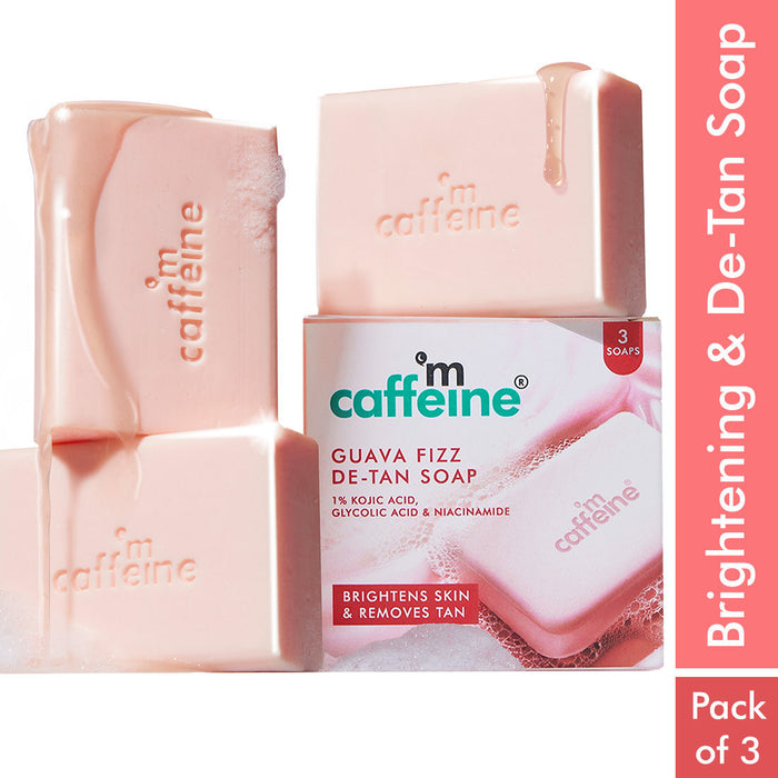 mCaffeine Brightening Tan Removal Soap - 1% Kojic Acid & Glutathione -Tangy Guava Perfume Syndet Bar