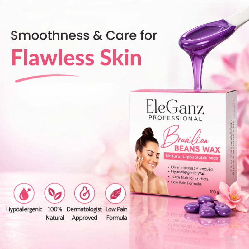 Eleganz Professional Brazilian Hair Removal Wax 100% Natural, Castor Oil, Bees Wax, Sunflower Oil