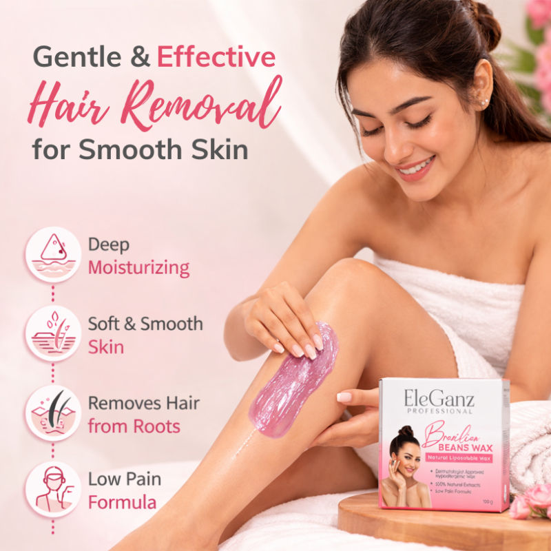 Eleganz Professional Brazilian Hair Removal Wax 100% Natural, Castor Oil, Bees Wax, Sunflower Oil