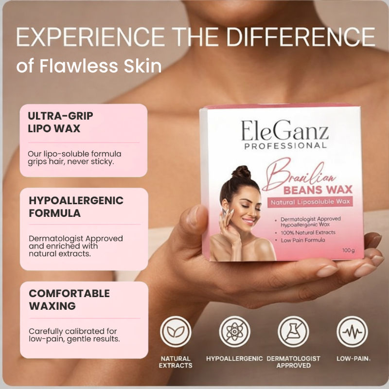 Eleganz Professional Brazilian Hair Removal Wax 100% Natural, Castor Oil, Bees Wax, Sunflower Oil