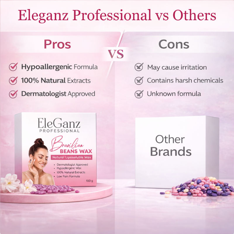 Eleganz Professional Brazilian Hair Removal Wax 100% Natural, Castor Oil, Bees Wax, Sunflower Oil