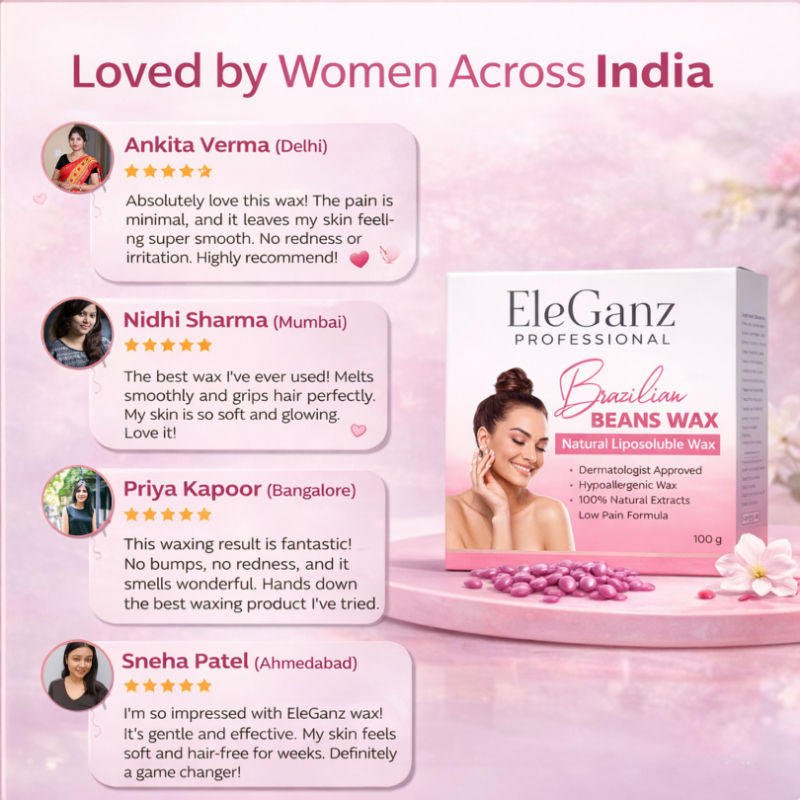 Eleganz Professional Brazilian Hair Removal Wax 100% Natural, Castor Oil, Bees Wax, Sunflower Oil