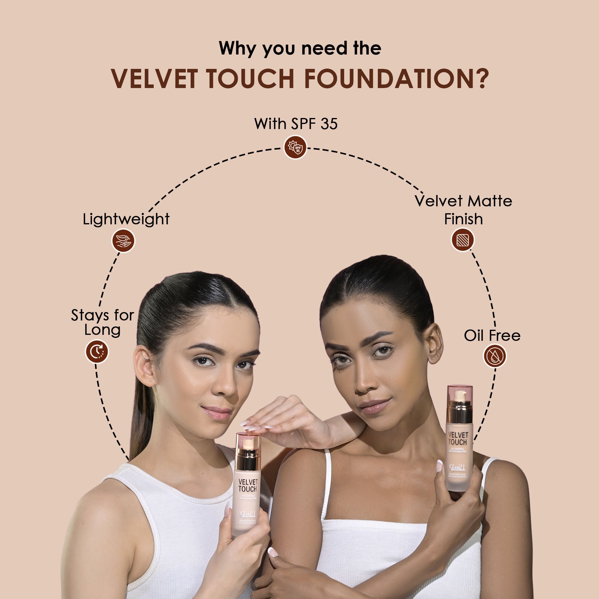 GLAM21 Velvet Touch Oil Control Foundation with SPF35