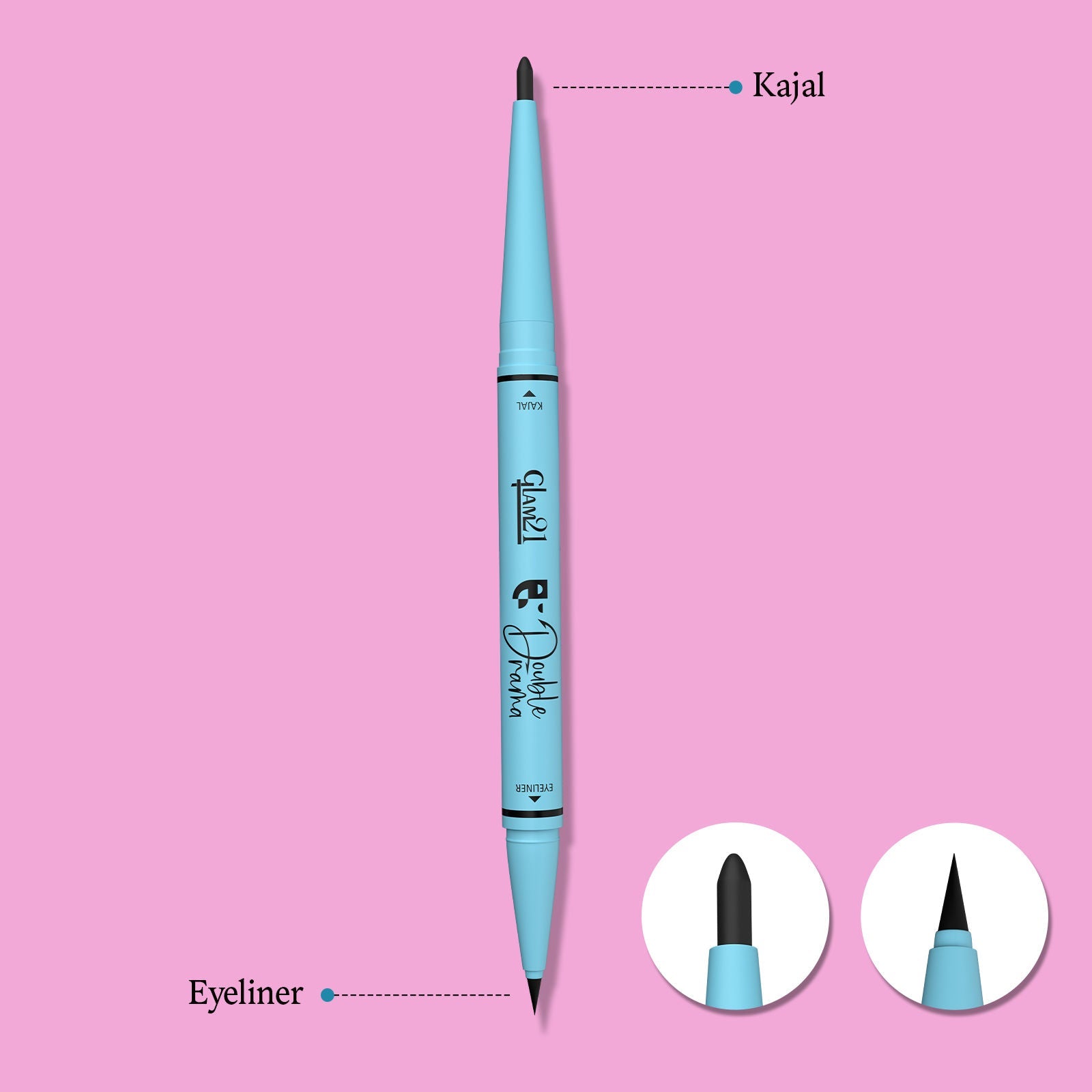 GLAM21 Intense Black 24Hours Double Drama Duo Kajal + Eyeliner