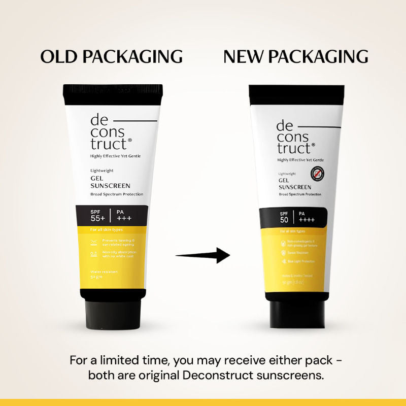 Deconstruct Gel Sunscreen SPF 50+ PA+++, No White Cast, Lightweight, Non-Greasy - In - Vivo Tested
