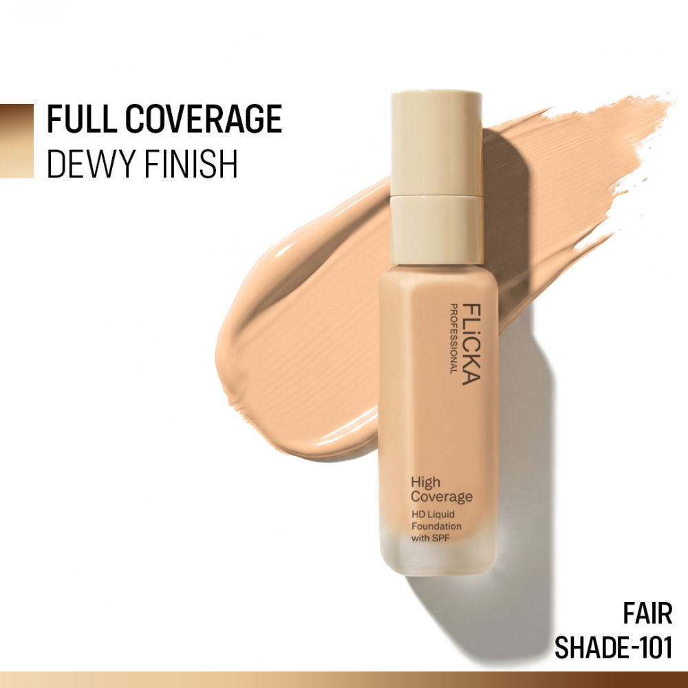 FLiCKA Pro HD Liquid Foundation High Coverage Dewy Finish SPF 16Hr Long Wear