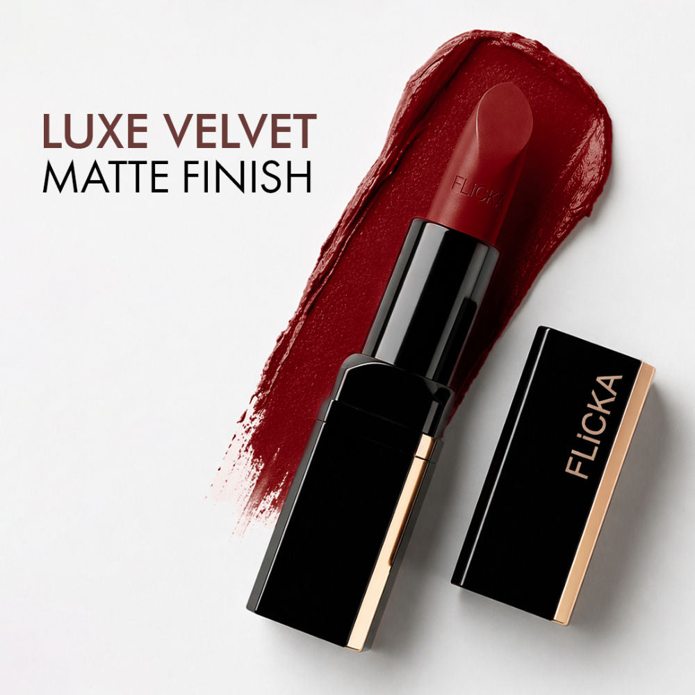 Flicka Lip Poetry Creamy Matte Lipstick Intense Pigment Easy Apply Smooth Finish