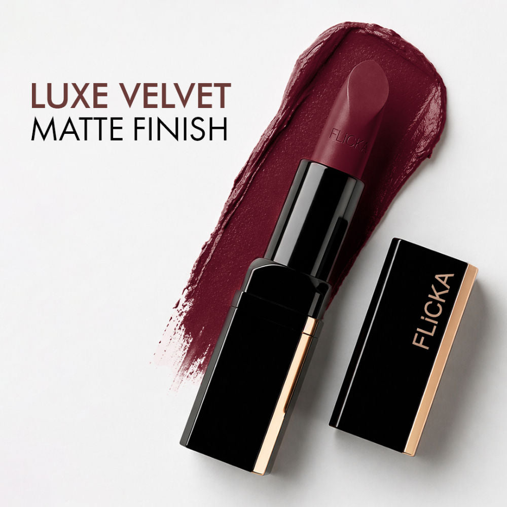 Flicka Lip Poetry Creamy Matte Lipstick Intense Pigment Easy Apply Smooth Finish