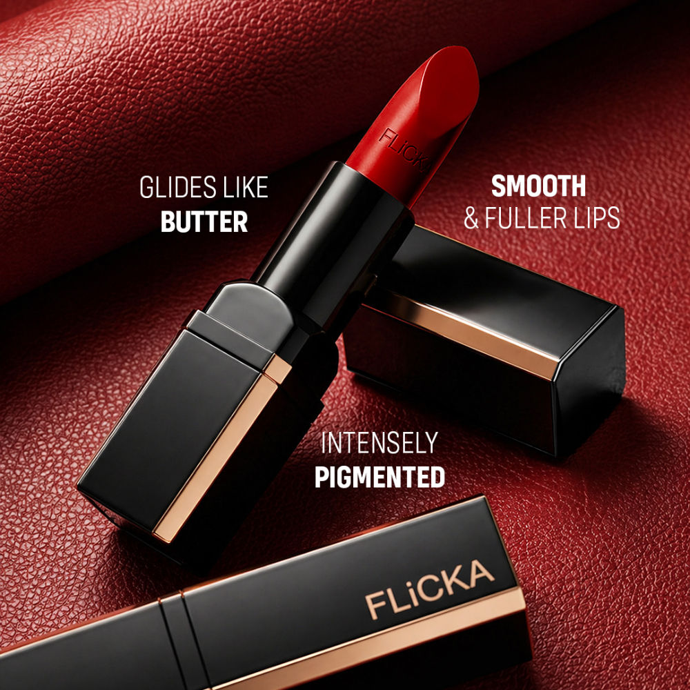 Flicka Lip Poetry Creamy Matte Lipstick Intense Pigment Easy Apply Smooth Finish