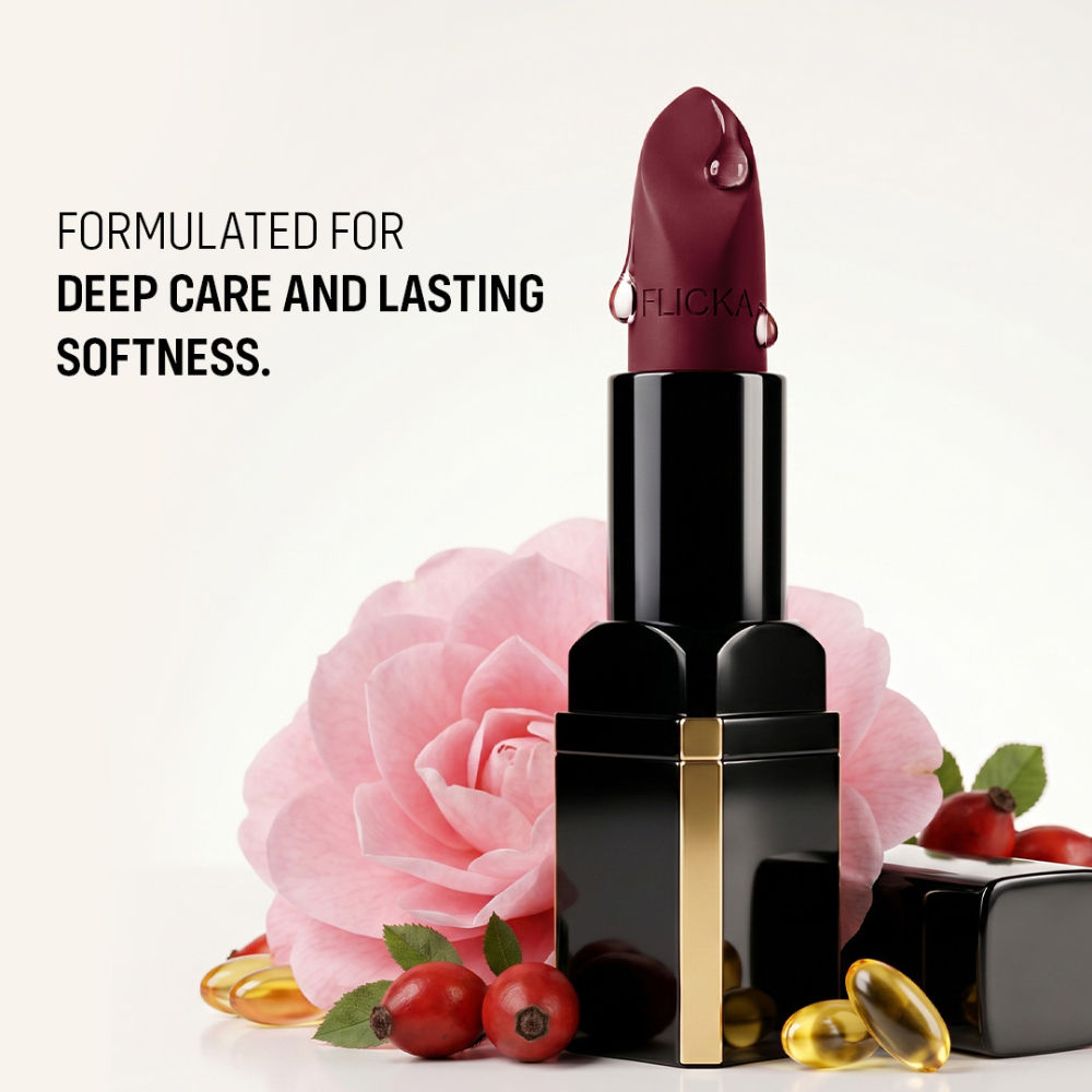 Flicka Lip Poetry Creamy Matte Lipstick Intense Pigment Easy Apply Smooth Finish