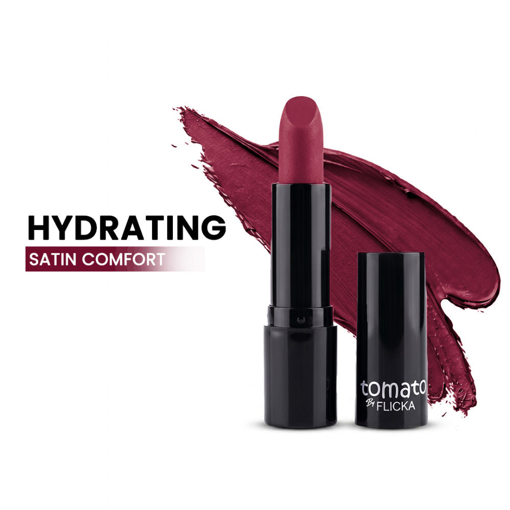 Flicka Tomato Bullet Lipstick Long Lasting Lightweight Intense Pigment Rich Matte Finish