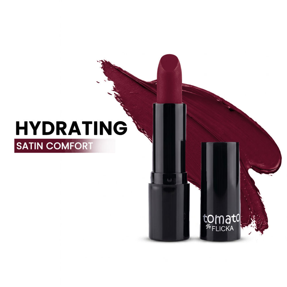 Flicka Tomato Bullet Lipstick Long Lasting Lightweight Intense Pigment Rich Matte Finish