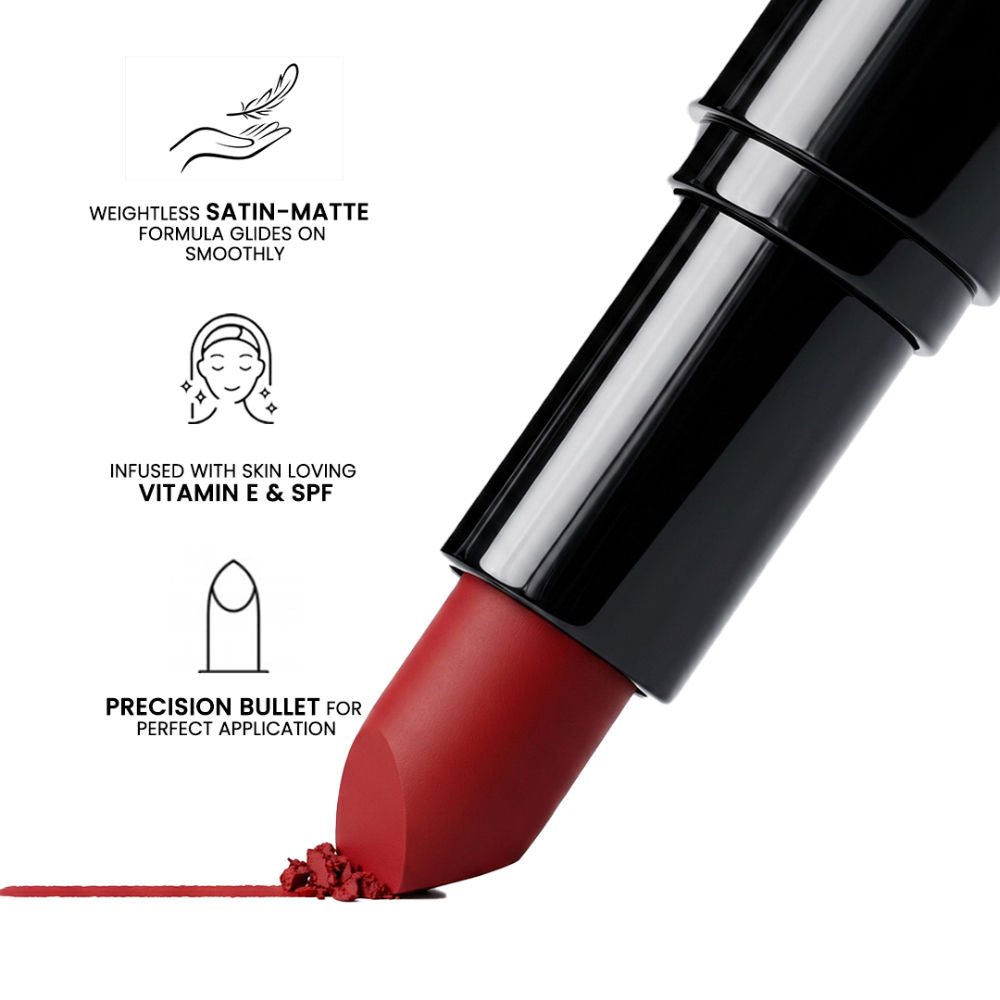 Flicka Tomato Bullet Lipstick Long Lasting Lightweight Intense Pigment Rich Matte Finish