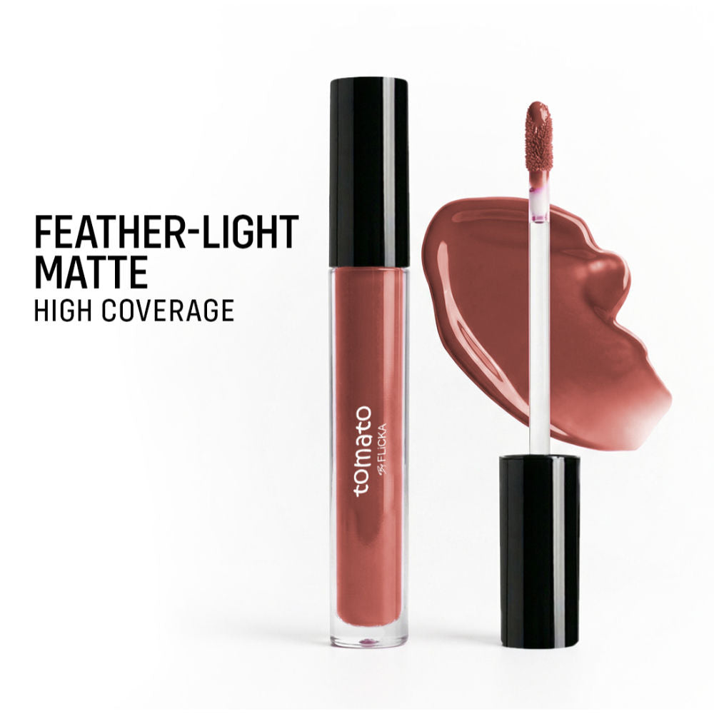 Flicka Tomato Liquid Lipstick Rich Matte Long Lasting Intense Pigment Smudgeproof