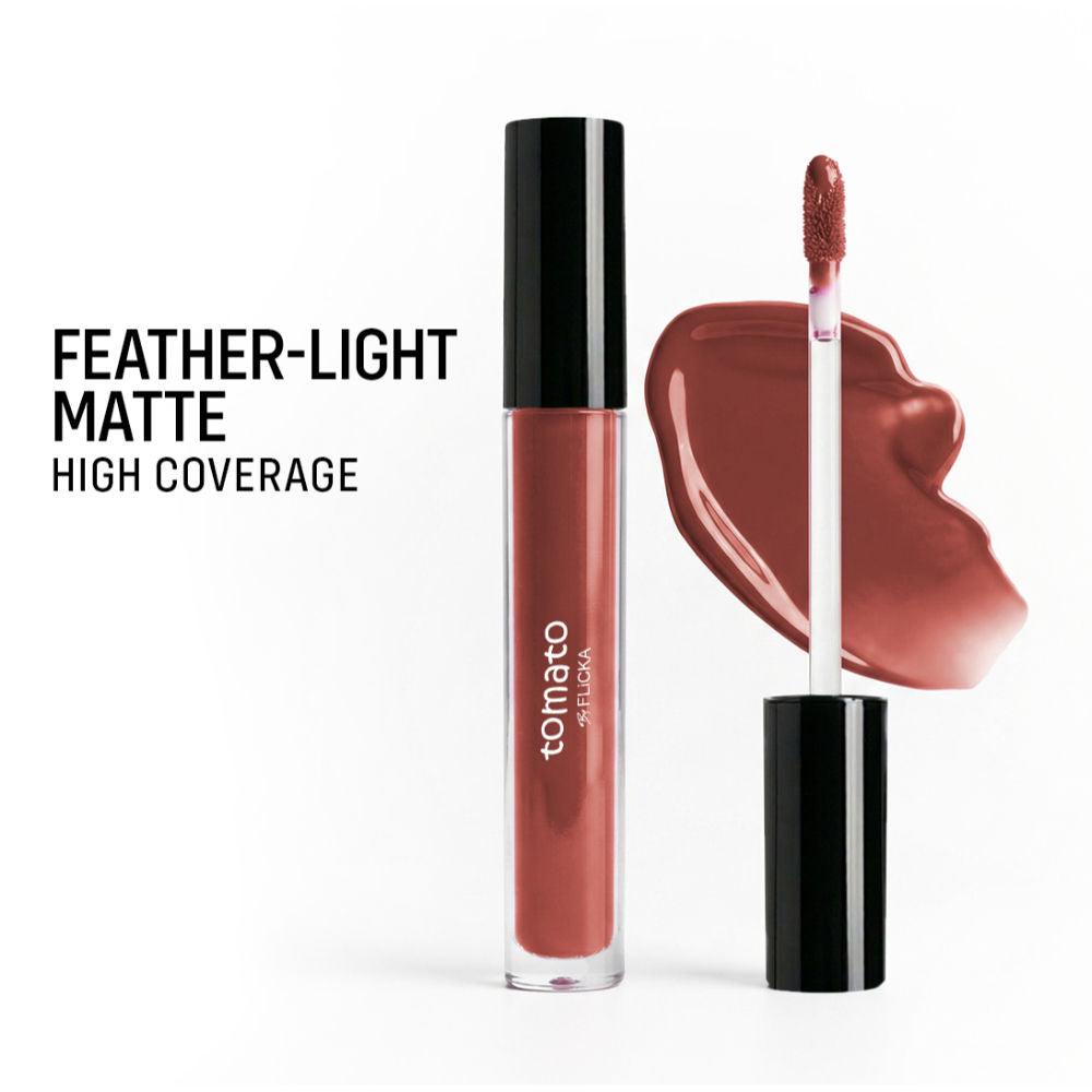 Flicka Tomato Liquid Lipstick Rich Matte Long Lasting Intense Pigment Smudgeproof