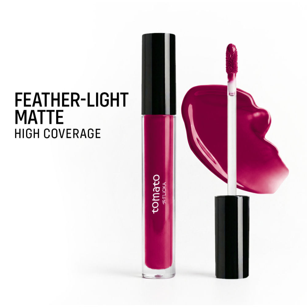 Flicka Tomato Liquid Lipstick Rich Matte Long Lasting Intense Pigment Smudgeproof