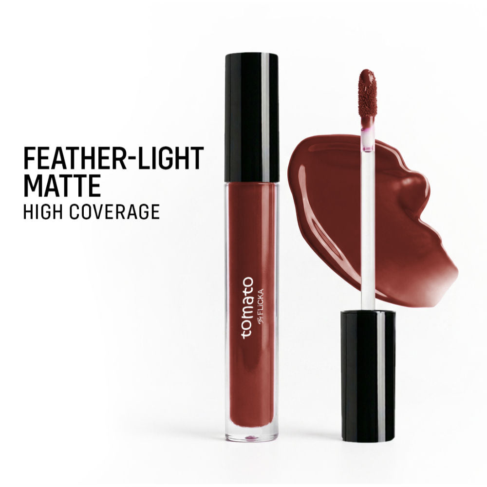 Flicka Tomato Liquid Lipstick Rich Matte Long Lasting Intense Pigment Smudgeproof