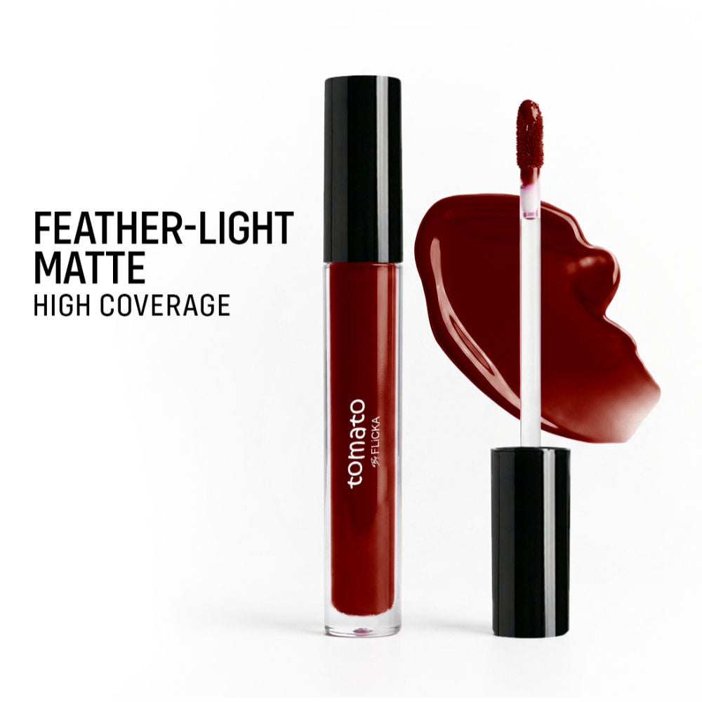 Flicka Tomato Liquid Lipstick Rich Matte Long Lasting Intense Pigment Smudgeproof