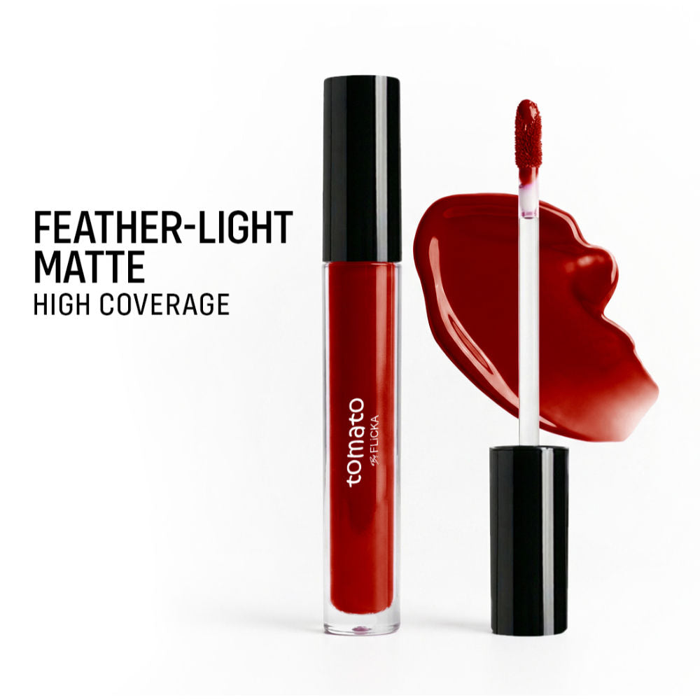 Flicka Tomato Liquid Lipstick Rich Matte Long Lasting Intense Pigment Smudgeproof