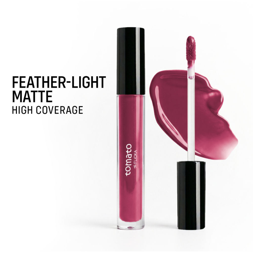 Flicka Tomato Liquid Lipstick Rich Matte Long Lasting Intense Pigment Smudgeproof