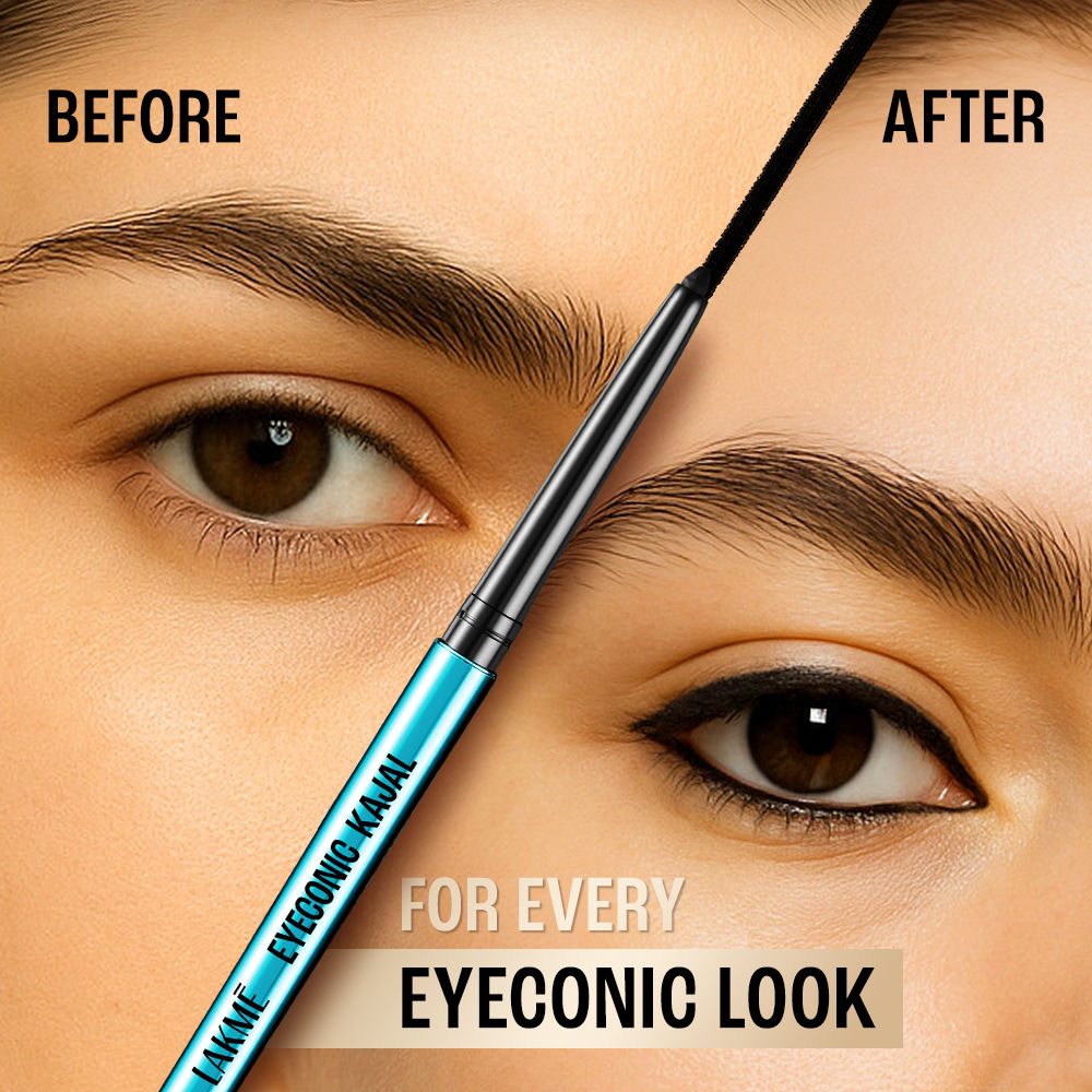 Lakme 9 to 5 Eyeconic Kajal, Waterproof, Smudgeproof, lasts 24 Hrs, Sparkling Black