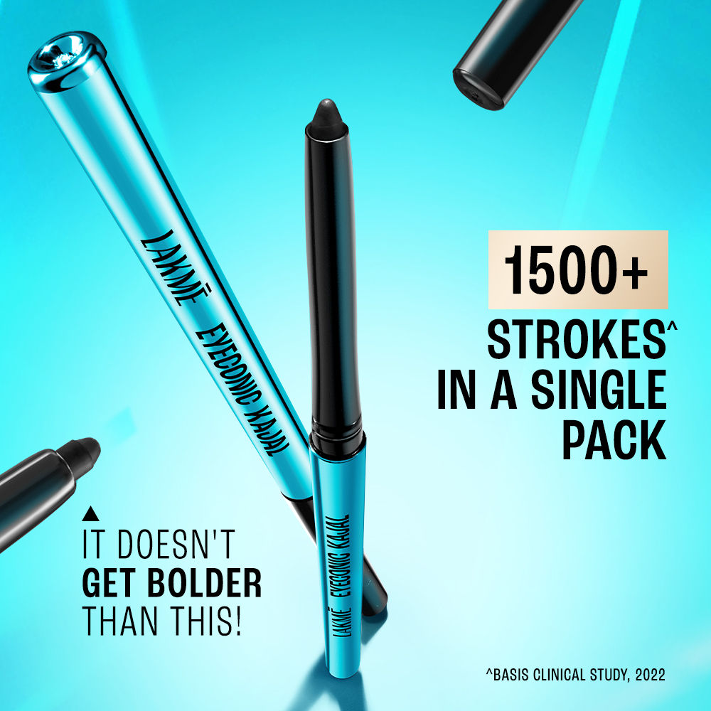 Lakme 9 to 5 Eyeconic Kajal, Waterproof, Smudgeproof, lasts 24 Hrs, Sparkling Black