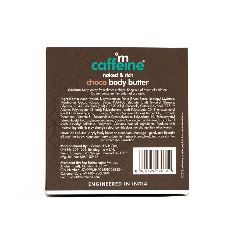 MCaffeine Choco & Shea Body Butter - 72Hrs Moisturization & Stretch Marks Reduction