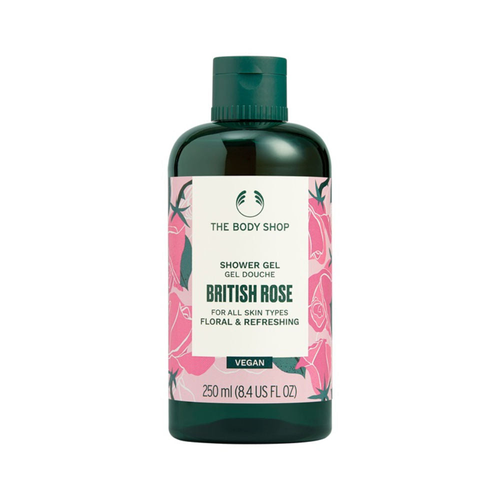 The Body Shop British Rose Shower Gel, Softens & Cleanses, Floral Scent of Rose & Aloe, Soap-Free